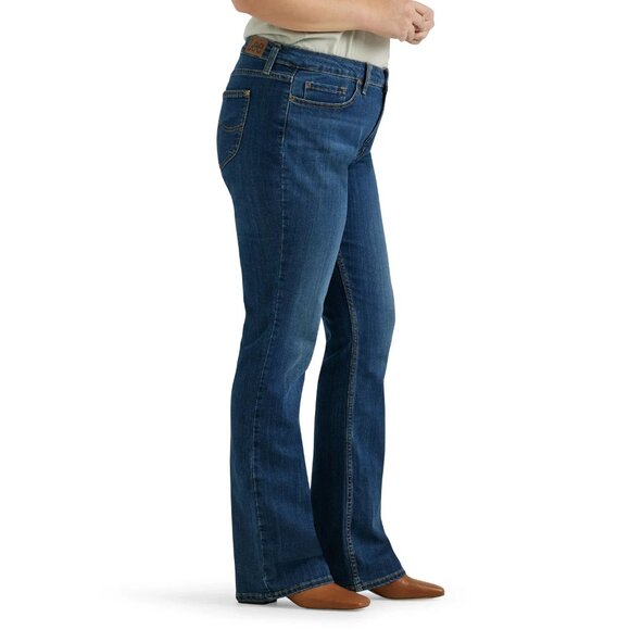 Lee Women's Mid-Rise Bootcut Jean, Size 16, Short, Regular Fit, Medium Wash - Picture 3 of 6